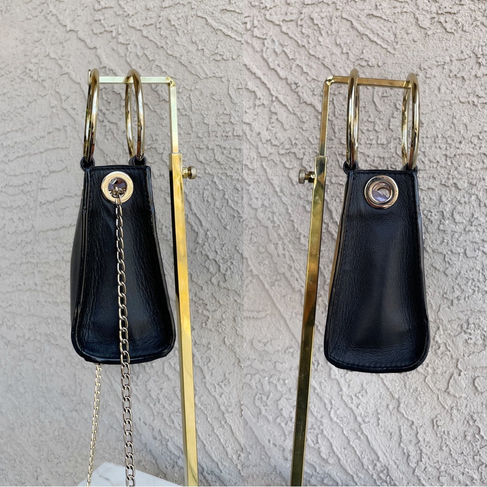 KATE SPADE Black Leather Mini Sam Bag w/ Round Handles & Detachable Chain Strap - Picture 5 of 14